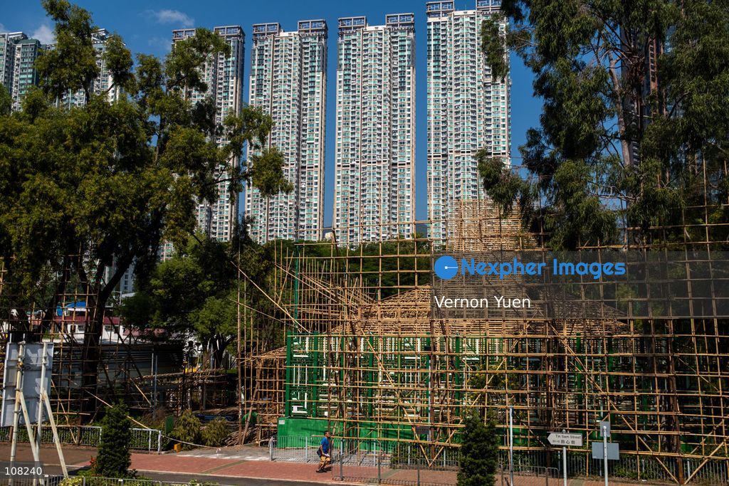 A general view showing a bamboo scaffolding theater under construction on October 21, 2026 in Hong Kong. (Photo by Vernon Yuen/Nexpher Images)