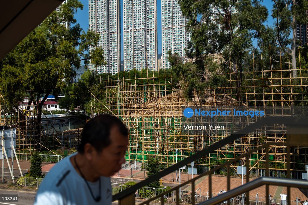 A general view showing a bamboo scaffolding theater under construction on October 21, 2026 in Hong Kong. (Photo by Vernon Yuen/Nexpher Images)