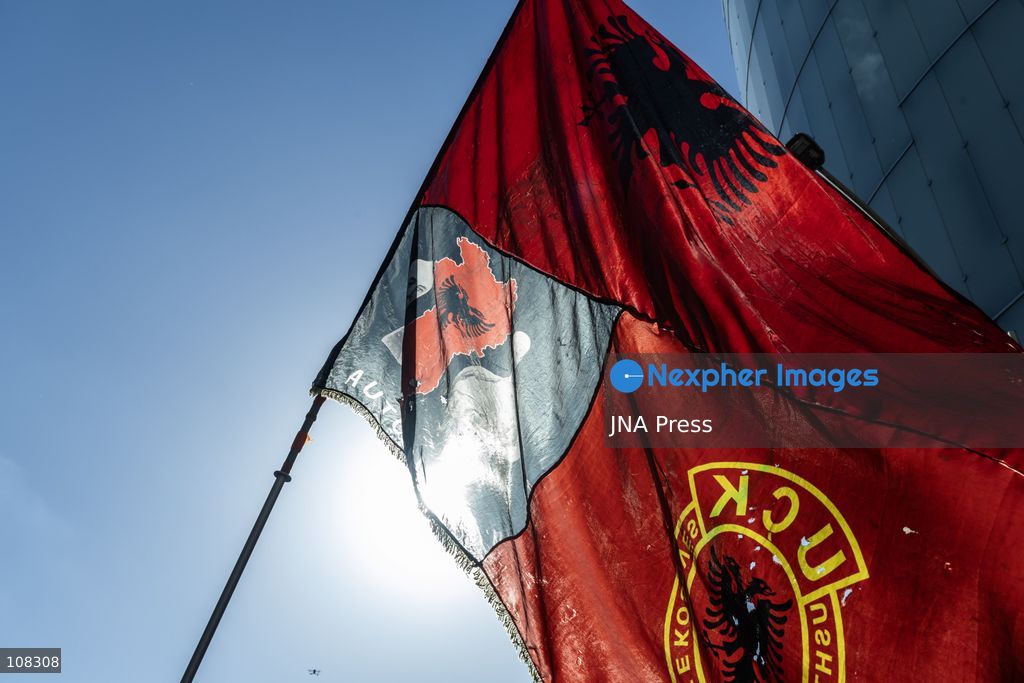 TIRANA, ALBANIA, OCTOBER 22, 2026: Demonstrators gather outside the Albanian Parliament as lawmakers convene for a plenary session amid continuing student-led anti-government protests. The movement calls for improved university conditions, increased education funding and greater government accountability, alongside demands for Prime Minister Edi Rama’s resignation. (Photo by Konstantinos Zilos/JNA Press via Nexpher Images)