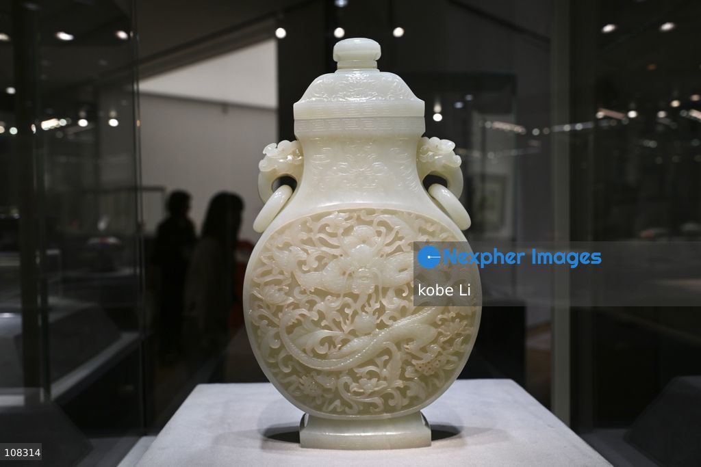 An imperial white jade dragon vaseand cover qianlong period (1736-1795), displaying at Christie's Asia Pacific Headquarters on October 22, 2026 in Hong Kong. (Photo by kobe Li/Nexpher Images)