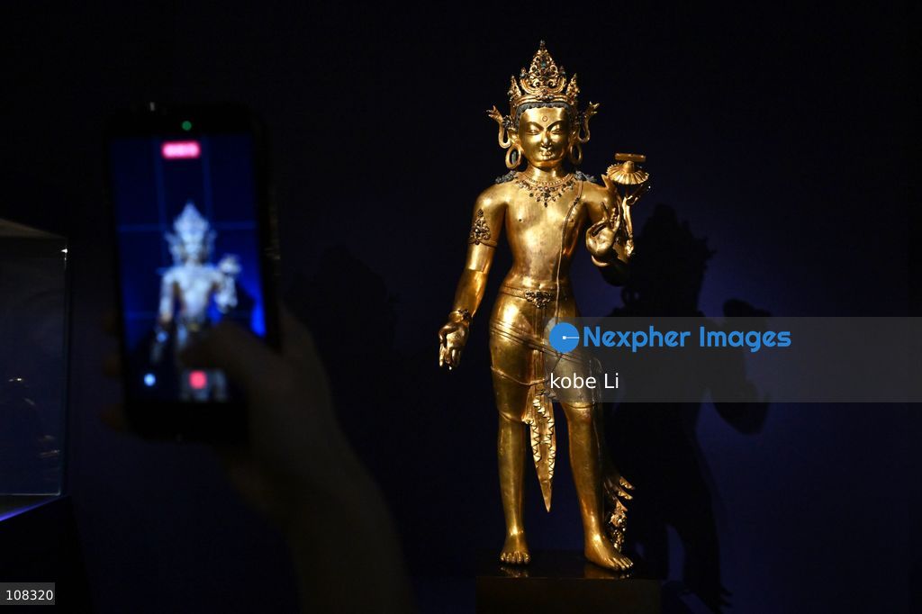 A gilt-copper alloy figure of manjushri, displaying at Christie's Asia Pacific Headquarters on October 22, 2026 in Hong Kong. (Photo by kobe Li/Nexpher Images)