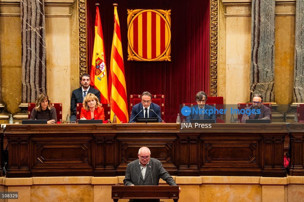 BARCELONA, SPAIN - OCTOBER 22, 2026. Former Catalan Culture Minister and Junts per Catalunya MP Lluís Puig addresses the regional chamber at the Parliament of Catalonia. Puig spoke during a parliamentary session following his return to Catalonia after nine years in exile in Belgium, where he fled in late 2017 in the wake of the unconstitutional independence. (Photo by Marc Asensio Clupes/JNA Press via Nexpher Images)