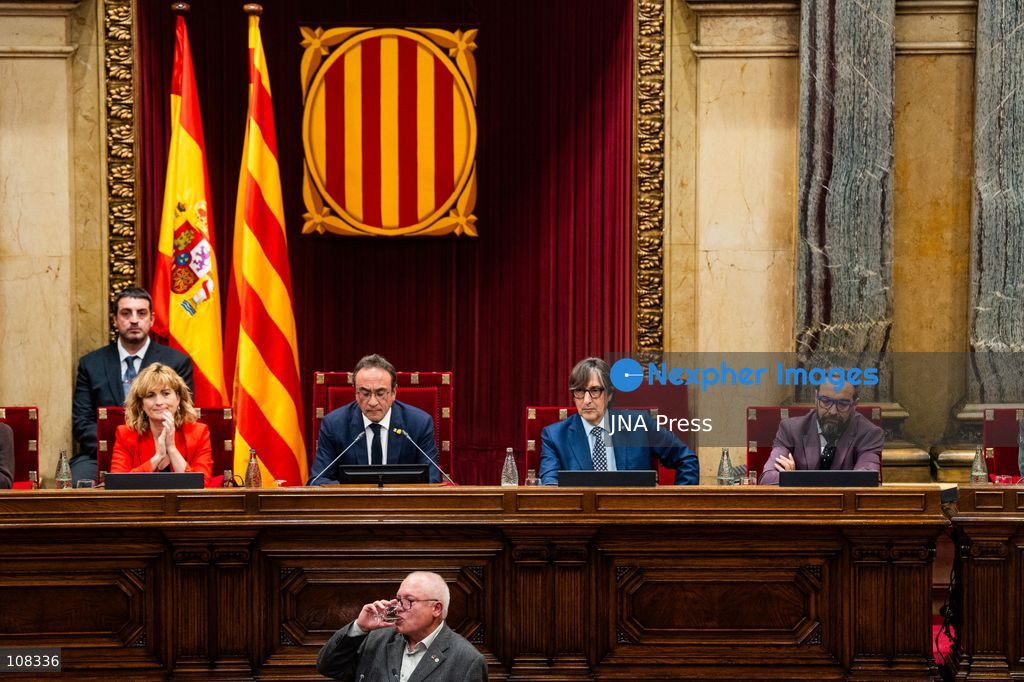 BARCELONA, SPAIN - OCTOBER 22, 2026. Former Catalan Culture Minister and Junts per Catalunya MP Lluís Puig addresses the regional chamber at the Parliament of Catalonia. Puig spoke during a parliamentary session following his return to Catalonia after nine years in exile in Belgium, where he fled in late 2017 in the wake of the unconstitutional independence. (Photo by Marc Asensio Clupes/JNA Press via Nexpher Images)