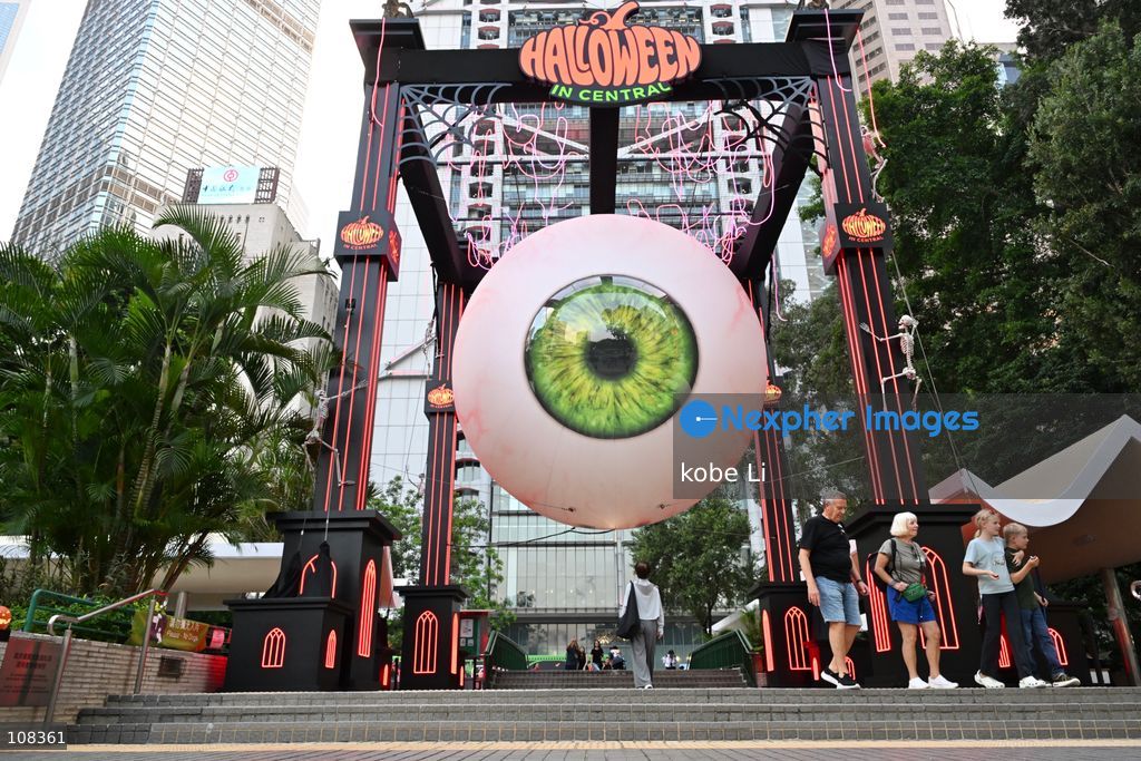 A giant eyeball decoration at Central during the Halloween on October 22, 2026 in Hong Kong. (Photo by kobe Li/Nexpher Images)