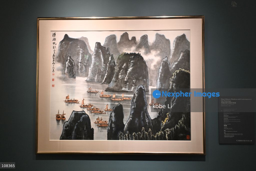 Sailing in River Li, an artwork of Li Keran, displaying at Christie's Asia Pacific Headquarters on October 22, 2026 in Hong Kong. (Photo by kobe Li/Nexpher Images)