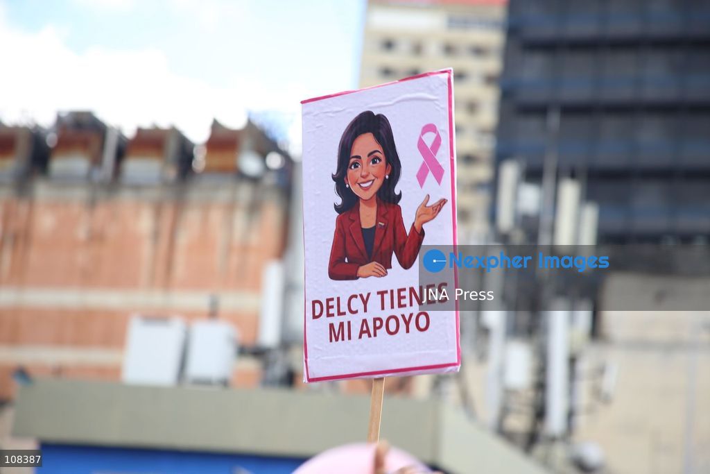 CARACAS, VENEZUELA, OCTOBER 22, 2026: Participants march in Caracas to mark Breast Cancer Awareness Month, also known as Pink Month. The mobilisation, called by the ruling United Socialist Party of Venezuela (PSUV), raises awareness of breast cancer and expresses support for people affected by the disease. (Photo by Moisés Quintero/JNA Press via Nexpher Images)