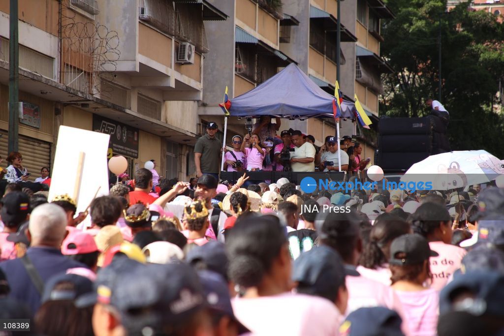CARACAS, VENEZUELA, OCTOBER 22, 2026: Participants march in Caracas to mark Breast Cancer Awareness Month, also known as Pink Month. The mobilisation, called by the ruling United Socialist Party of Venezuela (PSUV), raises awareness of breast cancer and expresses support for people affected by the disease. (Photo by Moisés Quintero/JNA Press via Nexpher Images)
