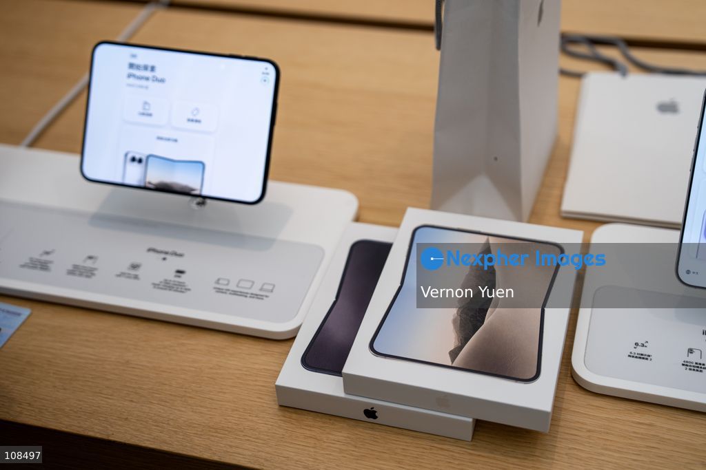 Boxes of iPhone DUO at an Apple Store on October 22, 2026 in Hong Kong. The iPhone DUO is Apple INC.’s first foldable phone, today is the first day the new iPhone DUO is available to the public. (Photo by Vernon Yuen/Nexpher Images)