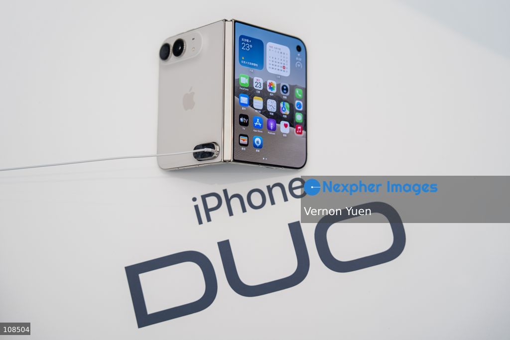 iPhone DUO on display at an Apple Store on October 22, 2026 in Hong Kong. The iPhone DUO is Apple INC.’s first foldable phone, today is the first day the new iPhone DUO is available to the public. (Photo by Vernon Yuen/Nexpher Images)