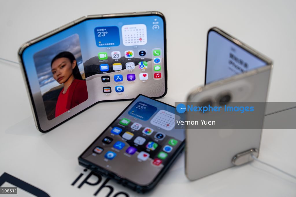 iPhone DUO on display at an Apple Store on October 22, 2026 in Hong Kong. The iPhone DUO is Apple INC.’s first foldable phone, today is the first day the new iPhone DUO is available to the public. (Photo by Vernon Yuen/Nexpher Images)