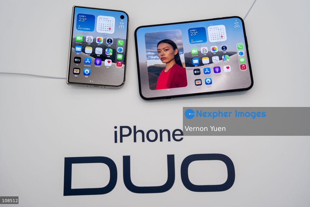 iPhone DUO on display at an Apple Store on October 22, 2026 in Hong Kong. The iPhone DUO is Apple INC.’s first foldable phone, today is the first day the new iPhone DUO is available to the public. (Photo by Vernon Yuen/Nexpher Images)