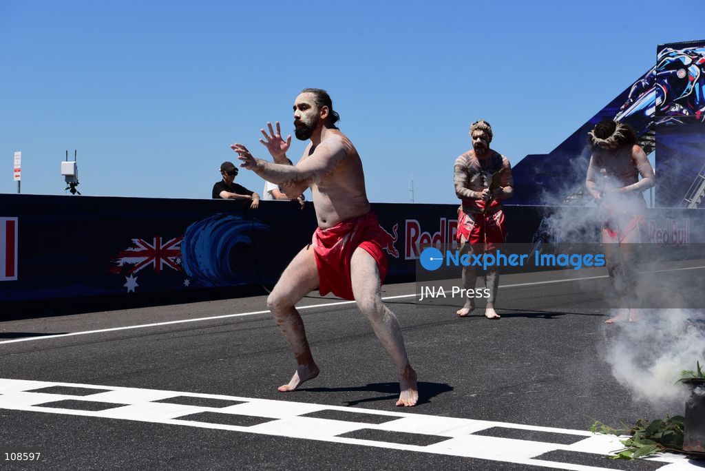 PHILLIP ISLAND, AUSTRALIA, OCTOBER 23, 2026: Indigenous Australians perform a Welcome to Country ceremony during the Australian Motorcycle Grand Prix at Phillip Island Grand Prix Circuit. The ceremony welcomes visitors to the traditional lands of the local Aboriginal people as the three-day MotoGP event begins. (Photo by Alexander Bogatyrev/JNA Press via Nexpher Images)