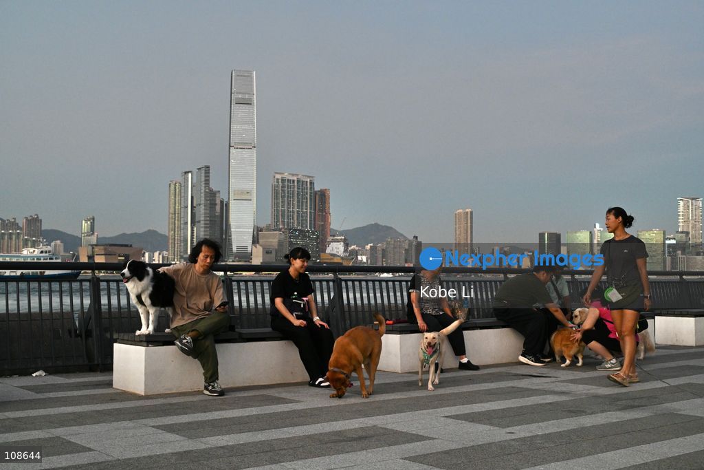 People with their dogs at waterfront near the Victoria Harbour on October 23, 2026 in Hong Kong. (Photo by Kobe Li/Nexpher Images)