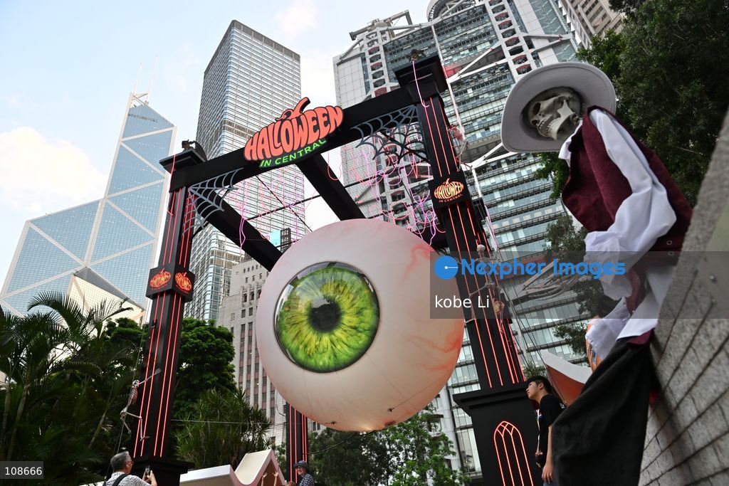 TOP PICS - A giant eyeball decoration at Central during the Halloween on October 22, 2026 in Hong Kong. (Photo by kobe Li/Nexpher Images)