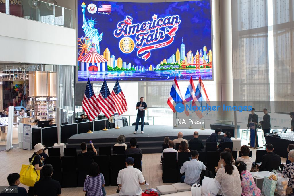 BANGKOK, THAILAND, OCTOBER 23, 2026: A general view of the American Fair at Siam Paragon in Bangkok, marking the 250th anniversary of the United States Declaration of Independence. Organised by the U.S. Embassy as part of the Freedom 250 campaign, the three-day event features cultural performances, food and activities highlighting American culture and innovation. (Photo by TEERA NOISAKRAN/JNA Press via Nexpher Images)