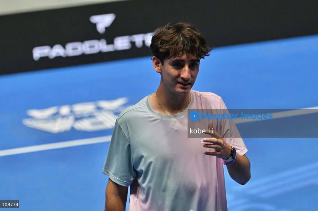 Gabriel Tardio, an American pickleball player during Semifinals of the Men’s Doubles Pickleball Game of PPA Asia 1500 Hong Kong SALM at Kai Tak Arena, Kai Tak Sports Park on October 24, 2026 in Hong Kong. PPA Asia 1500 Hong Kong SALM, the first-ever PPA Asia 1500 and the grand finale of the 2026 PPA Tour Asia season. (Photo by kobe Li/Nexpher Images)