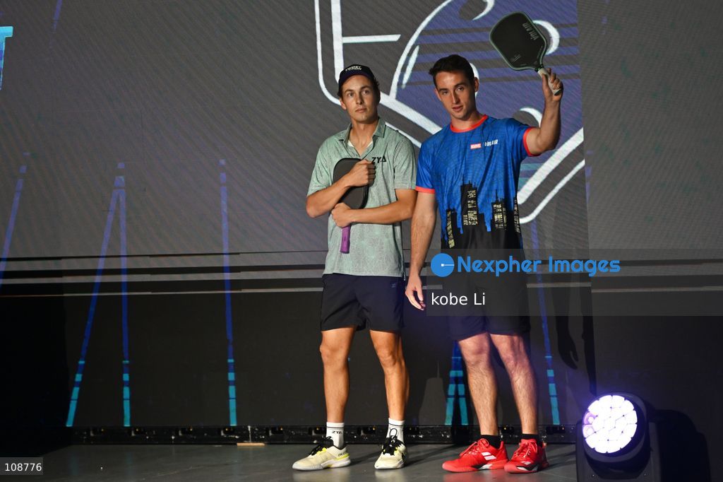 Dylan Frazier and Connor Garnett, the American pickleball player during Semifinals of the Men’s Doubles Pickleball Game of PPA Asia 1500 Hong Kong SALM at Kai Tak Arena, Kai Tak Sports Park on October 24, 2026 in Hong Kong. PPA Asia 1500 Hong Kong SALM, the first-ever PPA Asia 1500 and the grand finale of the 2026 PPA Tour Asia season. (Photo by kobe Li/Nexpher Images)