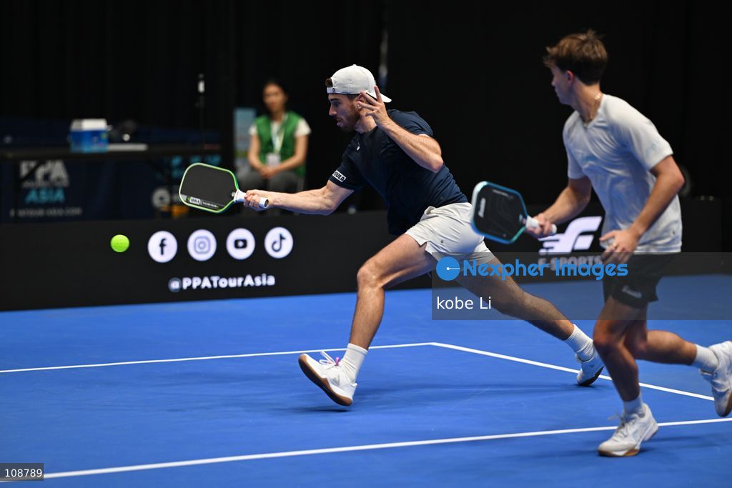 Hayden Patriquin, an American pickleball player and Federico Staksrud, an Argentina pickleball player during Semifinals of the Men’s Doubles Pickleball Game of PPA Asia 1500 Hong Kong SALM at Kai Tak Arena, Kai Tak Sports Park on October 24, 2026 in Hong Kong. PPA Asia 1500 Hong Kong SALM, the first-ever PPA Asia 1500 and the grand finale of the 2026 PPA Tour Asia season. (Photo by kobe Li/Nexpher Images)