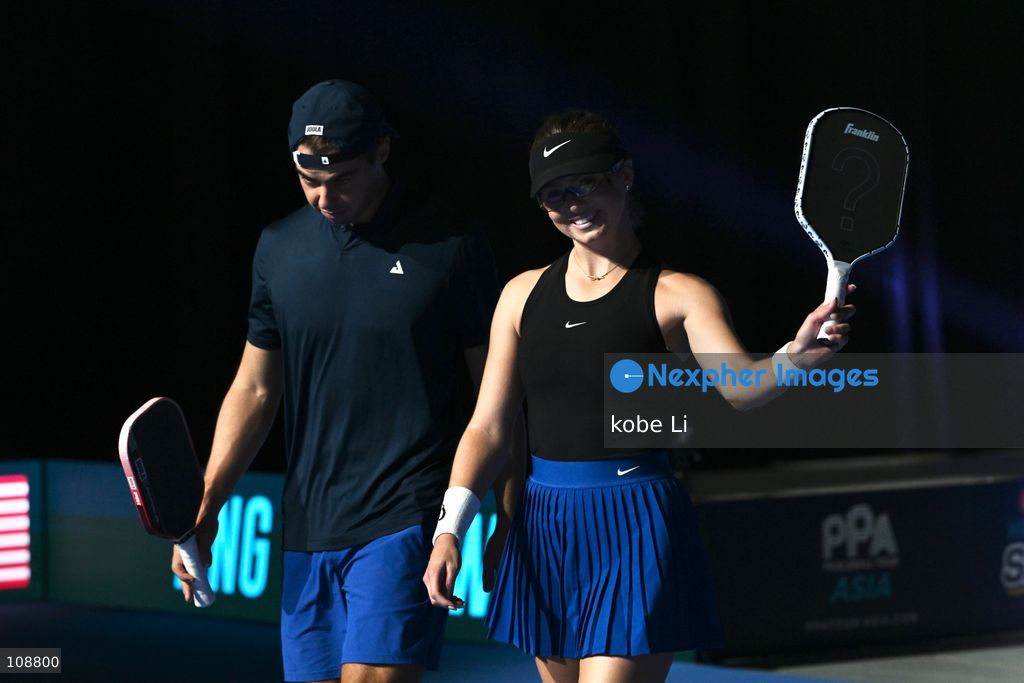 Ben Johns and Anna Leigh Waters, the American pickleball player during Semifinals of the Mixed Doubles Pickleball Game of PPA Asia 1500 Hong Kong SALM at Kai Tak Arena, Kai Tak Sports Park on October 24, 2026 in Hong Kong. PPA Asia 1500 Hong Kong SALM, the first-ever PPA Asia 1500 and the grand finale of the 2026 PPA Tour Asia season. (Photo by kobe Li/Nexpher Images)