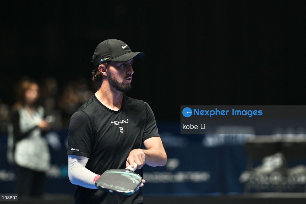 Hunter Johnson, an American pickleball player during Semifinals of the Mixed Doubles Pickleball Game of PPA Asia 1500 Hong Kong SALM at Kai Tak Arena, Kai Tak Sports Park on October 24, 2026 in Hong Kong. PPA Asia 1500 Hong Kong SALM, the first-ever PPA Asia 1500 and the grand finale of the 2026 PPA Tour Asia season. (Photo by kobe Li/Nexpher Images)