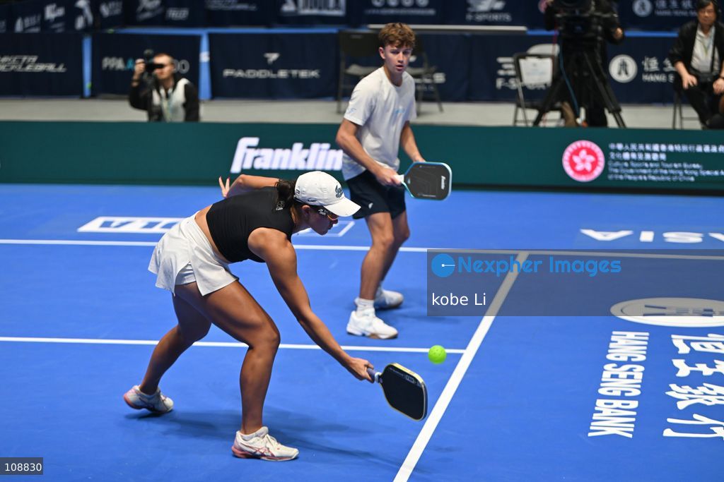 Anna Bright and Hayden Patriquin, the American pickleball player during Semifinals of the Mixed Doubles Pickleball Game of PPA Asia 1500 Hong Kong SALM at Kai Tak Arena, Kai Tak Sports Park on October 24, 2026 in Hong Kong. PPA Asia 1500 Hong Kong SALM, the first-ever PPA Asia 1500 and the grand finale of the 2026 PPA Tour Asia season. (Photo by kobe Li/Nexpher Images)