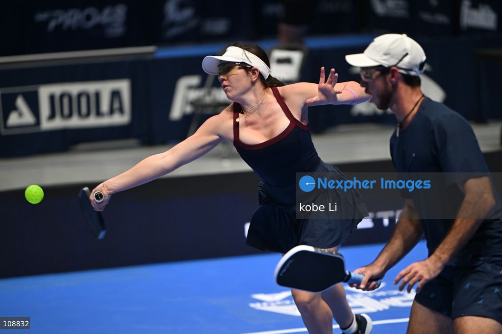 JW Johnson and Jorja Johnson, the American pickleball player during Semifinals of the Mixed Doubles Pickleball Game of PPA Asia 1500 Hong Kong SALM at Kai Tak Arena, Kai Tak Sports Park on October 24, 2026 in Hong Kong. PPA Asia 1500 Hong Kong SALM, the first-ever PPA Asia 1500 and the grand finale of the 2026 PPA Tour Asia season. (Photo by kobe Li/Nexpher Images)