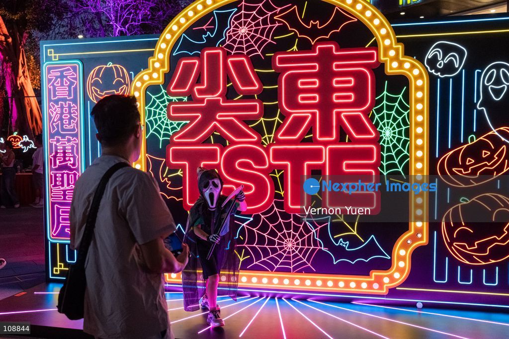 A boy dress in a costume posing for a photo at a halloween themed event on October 24, 2026 in Hong Kong. (Photo by Vernon Yuen/Nexpher Images)