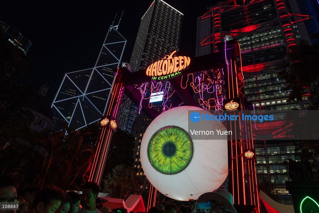A large halloween themed display shaped after an eyeball at a halloween event on October 24, 2026 in Hong Kong. (Photo by Vernon Yuen/Nexpher Images)