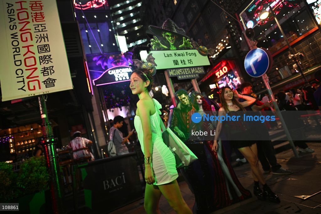 Visitors cosplaying and posing photo at Lan Kwai Fong in Central on the eve of Halloween on October 24, 2026 in Hong Kong. (Photo by kobe Li/Nexpher Images)