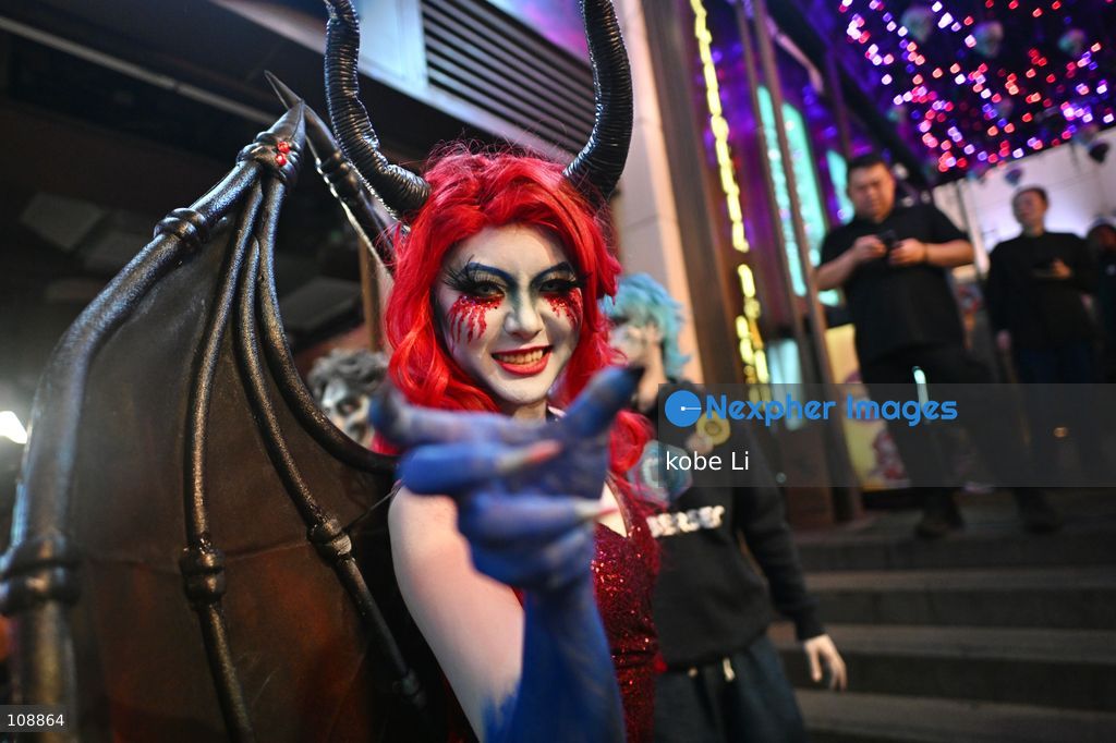 A lady cosplaying at Lan Kwai Fong in Central on the eve of Halloween on October 24, 2026 in Hong Kong. (Photo by kobe Li/Nexpher Images)
