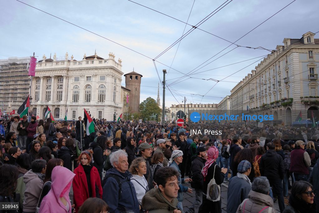 TURIN, ITALY, OCTOBER 24, 2026: Riot police use water cannons and tear gas during confrontations with demonstrators protesting against military rearmament, rising living costs and government policies in Turin. The march begins in Piazza Castello before moving towards northern districts, with clashes occurring as police block protesters from entering streets leading towards the city centre. (Photo by Chiara Antenucci/JNA Press via Nexpher Images)