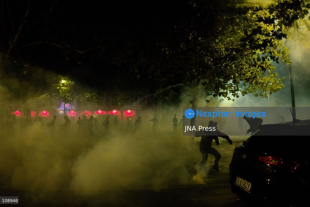 TURIN, ITALY, OCTOBER 24, 2026: Riot police use water cannons and tear gas during confrontations with demonstrators protesting against military rearmament, rising living costs and government policies in Turin. The march begins in Piazza Castello before moving towards northern districts, with clashes occurring as police block protesters from entering streets leading towards the city centre. (Photo by Chiara Antenucci/JNA Press via Nexpher Images)