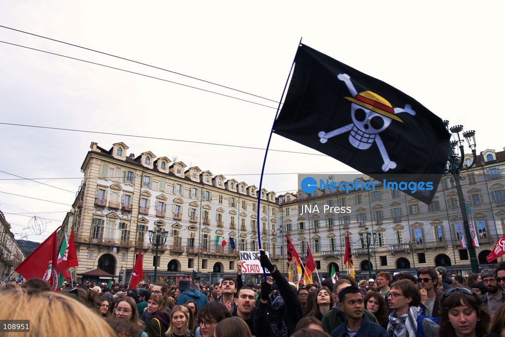TURIN, ITALY, OCTOBER 24, 2026: Riot police use water cannons and tear gas during confrontations with demonstrators protesting against military rearmament, rising living costs and government policies in Turin. The march begins in Piazza Castello before moving towards northern districts, with clashes occurring as police block protesters from entering streets leading towards the city centre. (Photo by Chiara Antenucci/JNA Press via Nexpher Images)