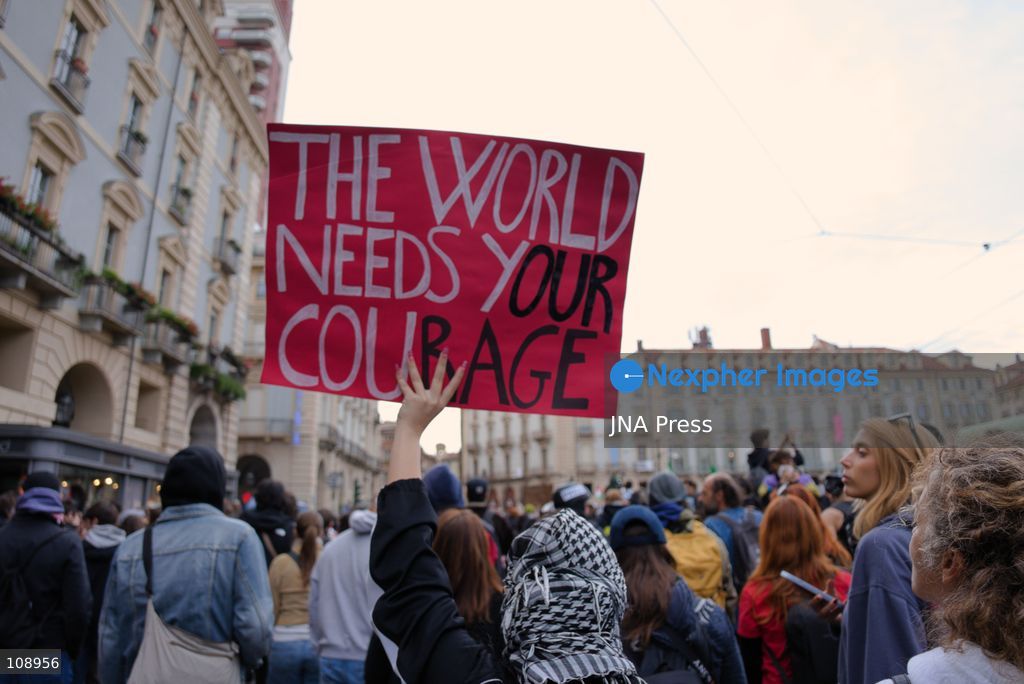 TURIN, ITALY, OCTOBER 24, 2026: Riot police use water cannons and tear gas during confrontations with demonstrators protesting against military rearmament, rising living costs and government policies in Turin. The march begins in Piazza Castello before moving towards northern districts, with clashes occurring as police block protesters from entering streets leading towards the city centre. (Photo by Chiara Antenucci/JNA Press via Nexpher Images)