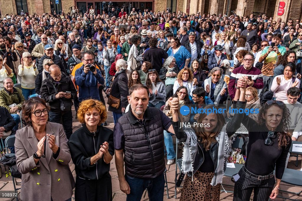 BARCELONA, SPAIN, OCTOBER 24, 2026: The candidates of ERC and Podemos for the general elections, Gabriel Rufián and Irene Montero, have launched their alliance in a joint event of both parties this Saturday in Barcelona. (Photo by Miguel Galmés/JNA Press via Nexpher Images)