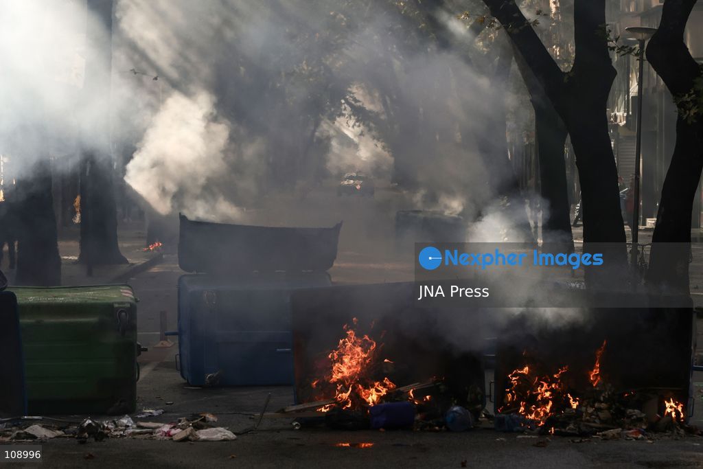 TIRANA, ALBANIA, OCTOBER 24, 2026: Demonstrators clash with riot police during an anti-government protest in central Tirana. Protesters throw stones, pyrotechnics and petrol bombs, while police use tear gas, water cannons and rubber bullets. The demonstrations call for Prime Minister Edi Rama’s resignation, increased support for education and greater political accountability. (Photo by Vlasov Sulaj/JNA Press via Nexpher Images)