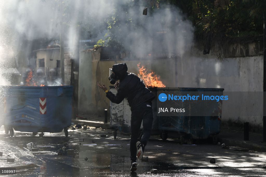 TIRANA, ALBANIA, OCTOBER 24, 2026: Demonstrators clash with riot police during an anti-government protest in central Tirana. Protesters throw stones, pyrotechnics and petrol bombs, while police use tear gas, water cannons and rubber bullets. The demonstrations call for Prime Minister Edi Rama’s resignation, increased support for education and greater political accountability. (Photo by Vlasov Sulaj/JNA Press via Nexpher Images)