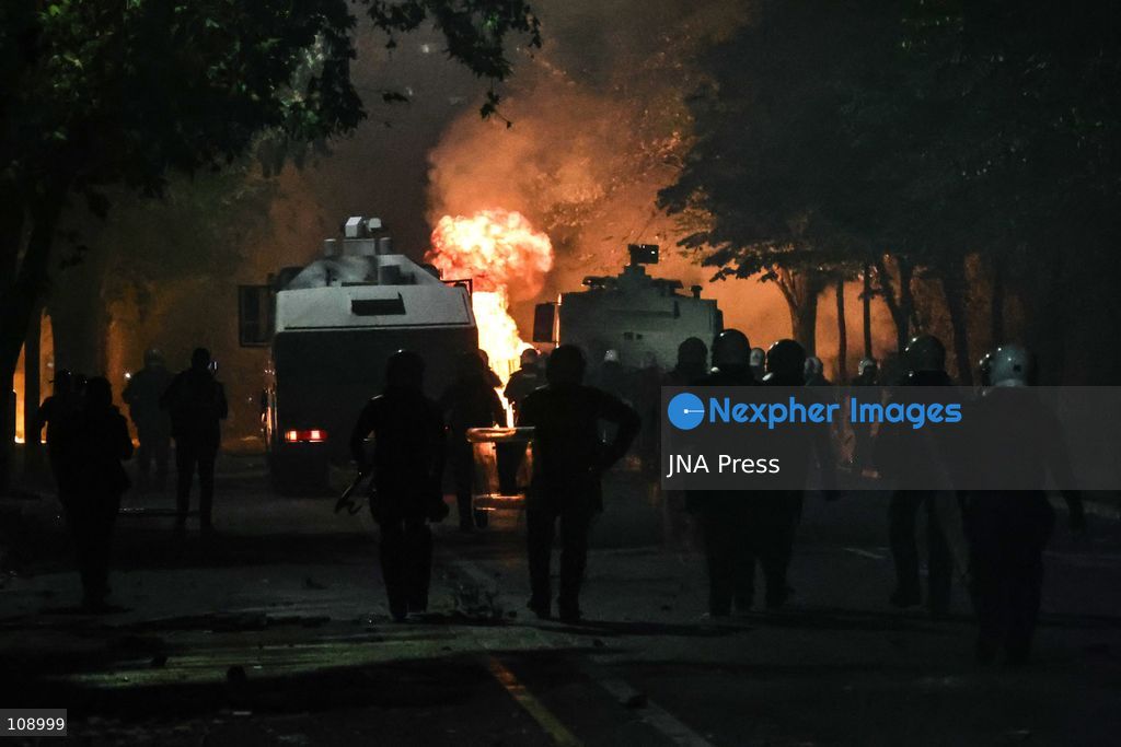 TIRANA, ALBANIA, OCTOBER 24, 2026: Demonstrators clash with riot police during an anti-government protest in central Tirana. Protesters throw stones, pyrotechnics and petrol bombs, while police use tear gas, water cannons and rubber bullets. The demonstrations call for Prime Minister Edi Rama’s resignation, increased support for education and greater political accountability. (Photo by Vlasov Sulaj/JNA Press via Nexpher Images)