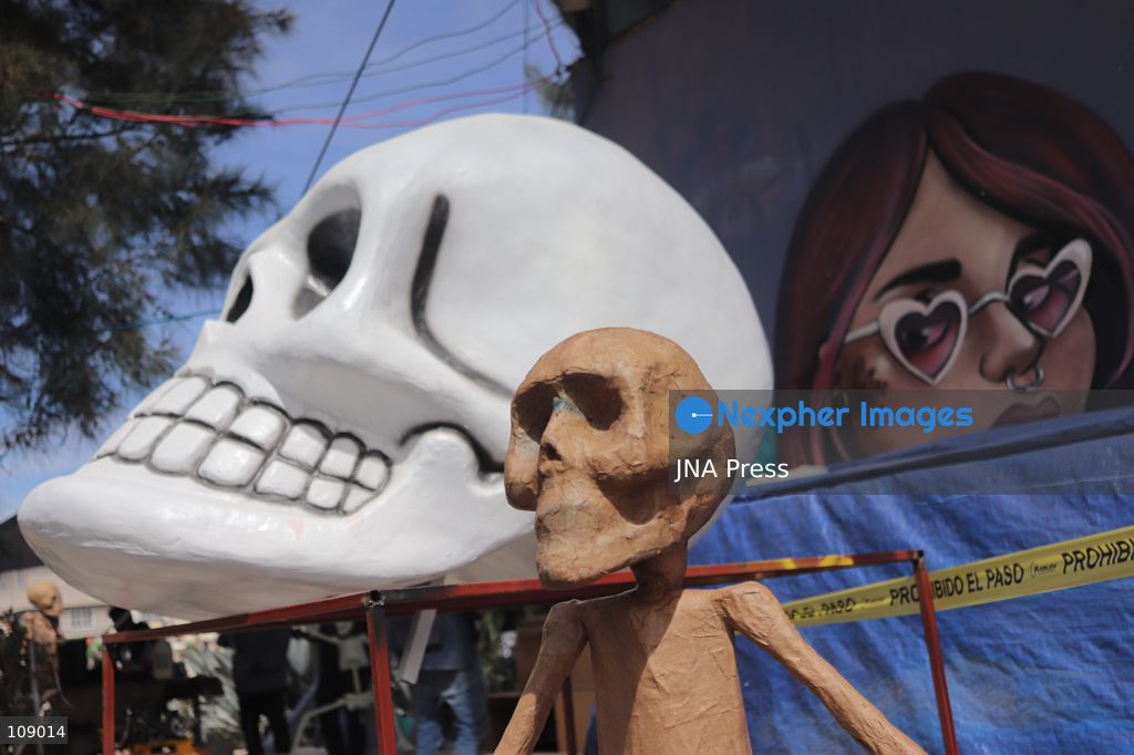 MEXICO CITY, MEXICO, OCTOBER 24, 2026: Members of the Última Hora collective work on “El Panadero con el Pan,” a float being built at FARO de Oriente in Iztapalapa for Mexico City’s Day of the Dead parade. The artists prepare the structure and decorative elements ahead of the annual celebration. (Photo by Carlos Santiago/JNA Press via Nexpher Images)
