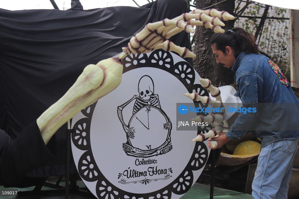 MEXICO CITY, MEXICO, OCTOBER 24, 2026: Members of the Última Hora collective work on “El Panadero con el Pan,” a float being built at FARO de Oriente in Iztapalapa for Mexico City’s Day of the Dead parade. The artists prepare the structure and decorative elements ahead of the annual celebration. (Photo by Carlos Santiago/JNA Press via Nexpher Images)