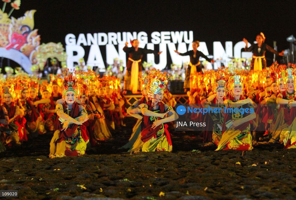 BANYUWANGI, INDONESIA, OCTOBER 24, 2026: Dancers perform during the Gandrung Sewu festival at Marina Boom Beach in Banyuwangi, East Java. Held at night for the first time, the mass dance performance combines traditional Gandrung choreography with illuminated costumes and lighting effects, highlighting the cultural heritage of the local Osing community. (Photo by Suharto/JNA Press via Nexpher Images)