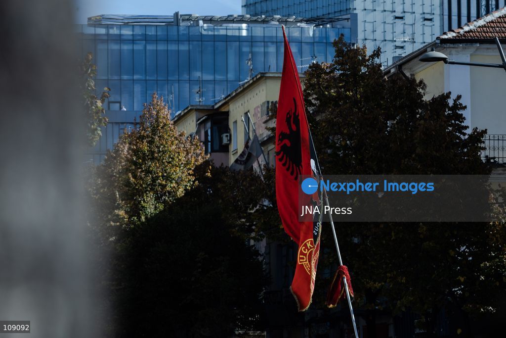TIRANA, ALBANIA, OCTOBER 24, 2026: Demonstrators gather in central Tirana as students join a wider anti-government protest demanding Prime Minister Edi Rama’s resignation. The mobilisation brings together students, university professors and opposition supporters calling for increased education funding and greater political accountability. (Photo by Konstantinos Zilos/JNA Press via Nexpher Images)