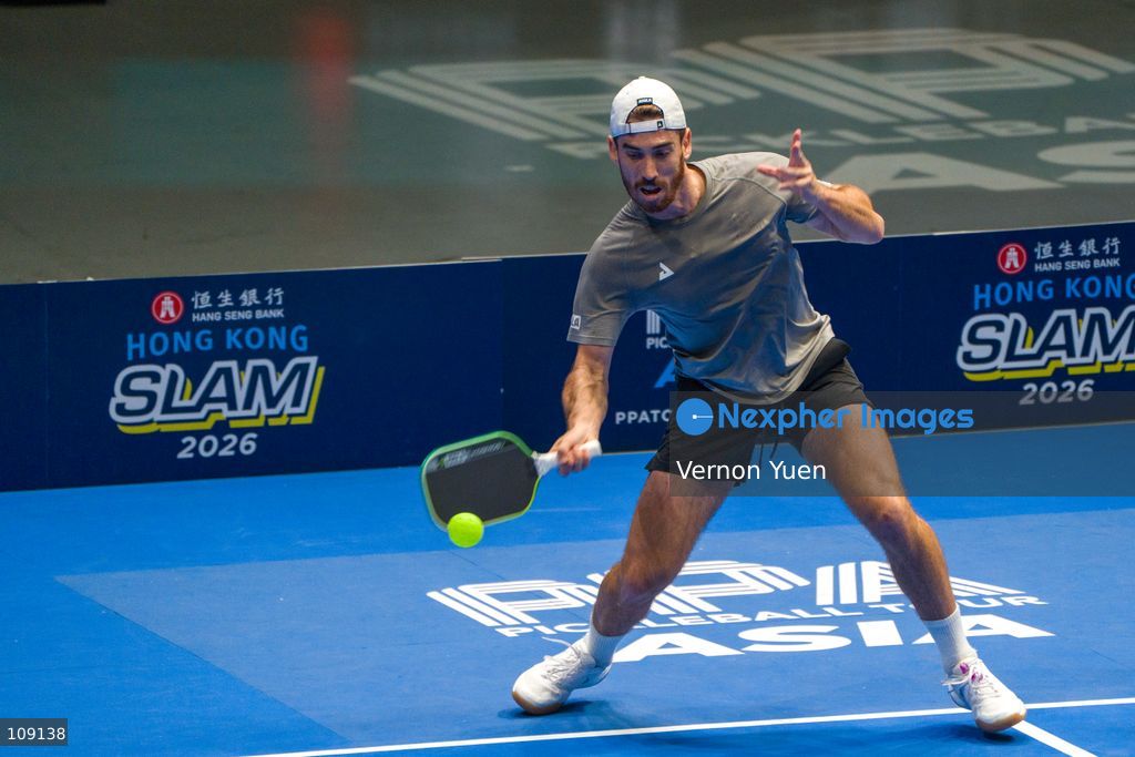 Argentinian pickleball player Federico Staksrud during the men’s double finals at the Hong Kong Slam 2026 October 25, 2026 in Hong Kong. (Photo by Vernon Yuen/Nexpher Images)