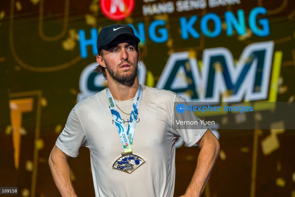 American pickleball player Hunter Johnson at the prize presentation ceremony after winning the men’s single finals at the Hong Kong Slam 2026 October 25, 2026 in Hong Kong. (Photo by Vernon Yuen/Nexpher Images)