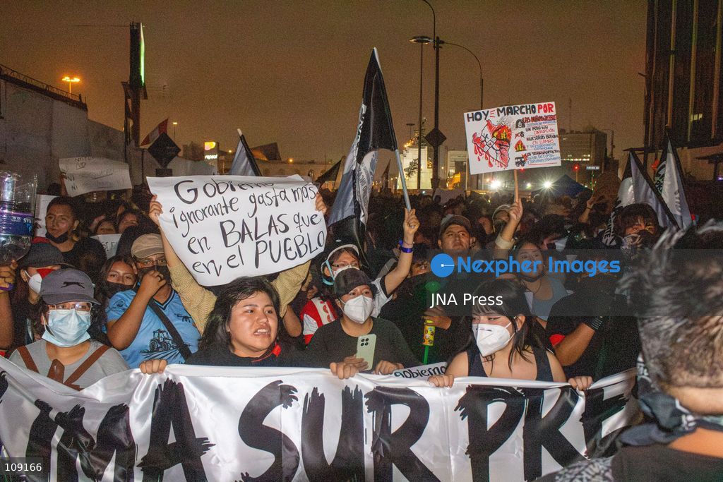 LIMA, PERU - OCTOBER 24, 2026: Citizens take part in a demonstration that starts at Plaza San Martín to protest the government's response to wildfires affecting the country's highlands and upper jungle, as well as growing insecurity, extortion and the political crisis. Demonstrators voice their dissatisfaction with the authorities' handling of these issues and their failure to respond adequately to public concerns. (Photo by Ruby Farah/JNA Press via Nexpher Images)