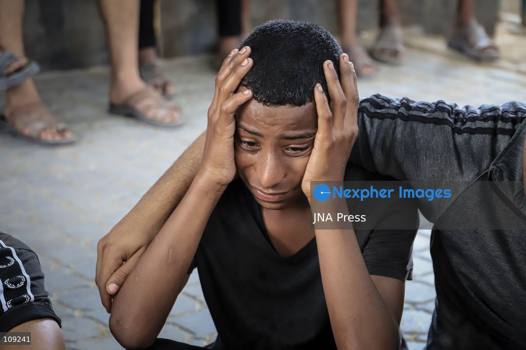 GAZA, PALESTINE - OCTOBER 25, 2026: Palestinians bid farewell to three men who were killed in an Israeli airstrike that targeted the Islamic University in Gaza City on Sunday evening. Skaik / JNA PRESS (Photo by Mohammed M Skaik/JNA Press via Nexpher Images)