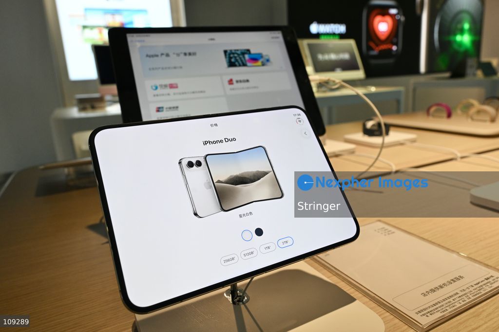 A Apple Iphone Duo displaying at a shop on October 25, 2026 in Shenzhen, China. (Photo by Stringer/Nexpher Images)