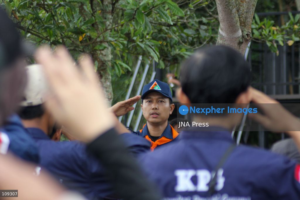 BANDUNG, INDONESIA - OCTOBER 25, 2026: Members of the Mountain Climbers Community (KPG) held a ceremony ahead of Youth Pledge Day (Hari Sumpah Pemuda) at Tebing Keraton in Bandung, West Java. Following the flag unfurling the previous day, participants gathered for a formal ceremony and recited the Youth Pledge to promote national unity and environmental awareness among young people. (Photo by Dennis Joel Putra/JNA Press via Nexpher Images)