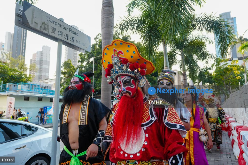 A general view of a traditional Yingge dance street parade during the Chaozhou Night Market festival in Kowloon City, Hong Kong, on October 24, 2026. The three-day event features Chaozhou cultural performances, traditional crafts and food stalls to promote Chaozhou heritage. (Photo by Zulu Lo/TMHK via Nexpher Images)