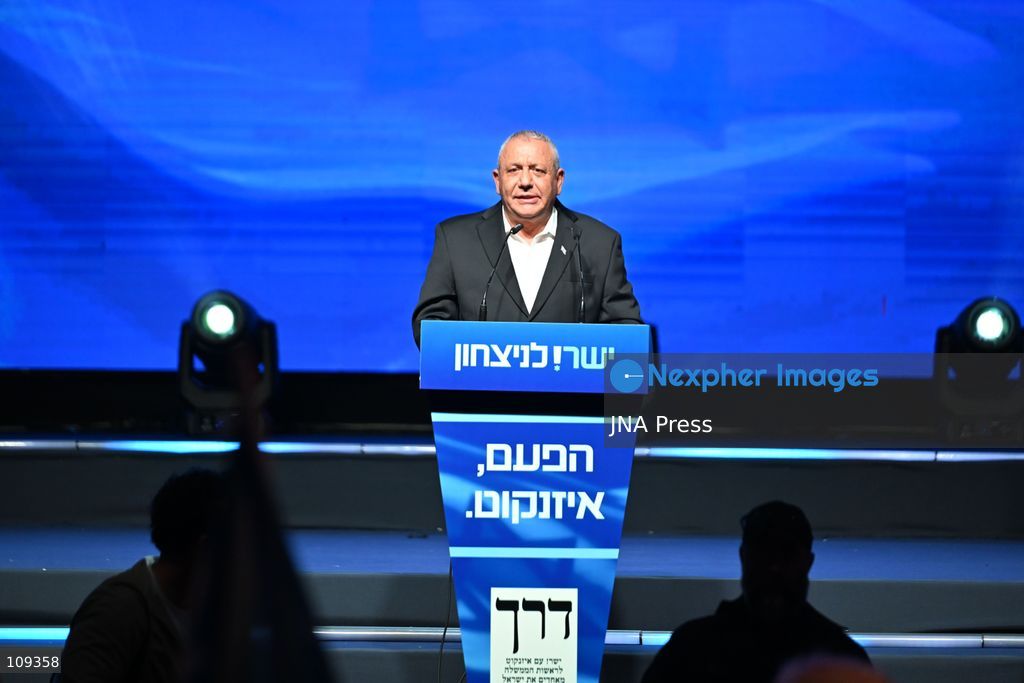 TEL AVIV, ISRAEL – OCTOBER 25, 2026: Gadi Eisenkot, leader of the Yashar party and former IDF Chief of Staff, attends the party's final election campaign rally under the slogan "This Time, Eisenkot" at Hangar 11 in Tel Aviv, ahead of Israel's parliamentary elections on October 27. (Photo by Paulina Patimer/JNA Press via Nexpher Images)